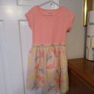 Cat and Jack dress neon pink with dinosaurs